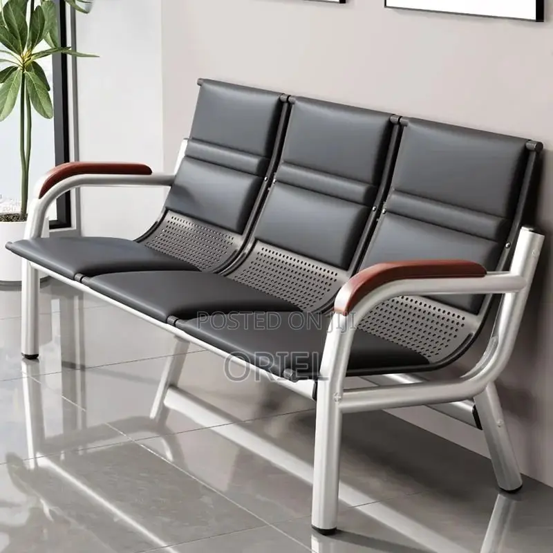 Office Sofa : Black 5-Seater Office Reception 5-Seater Sofa