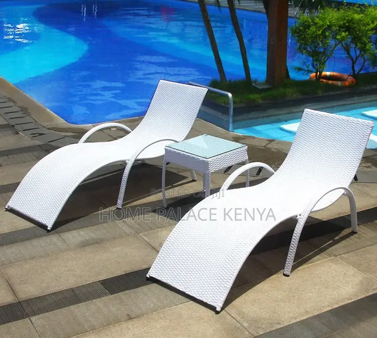 Poolside Bed: Waterproof Rattan Poolside Chaise Lounge Chair