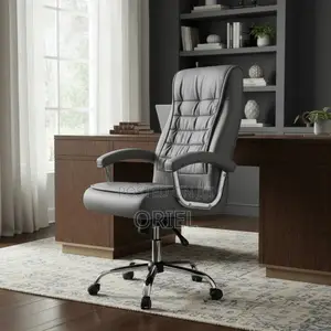 Office Chair : Executive Gray Office Leather High-Back Director Chair
