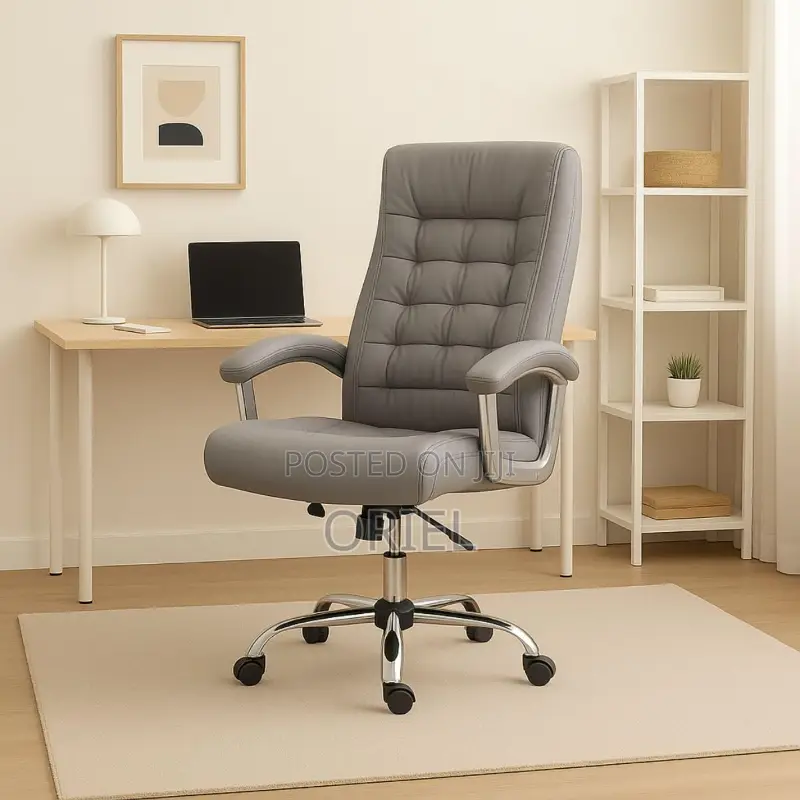 Office Chair : Executive Gray Office Leather High-Back Director Chair