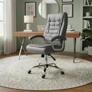 Office Chair : Executive Gray Office Leather High-Back Director Chair