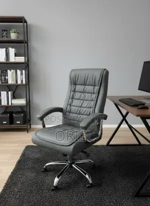 Office Chair : Executive Gray Office Leather High-Back Director Chair
