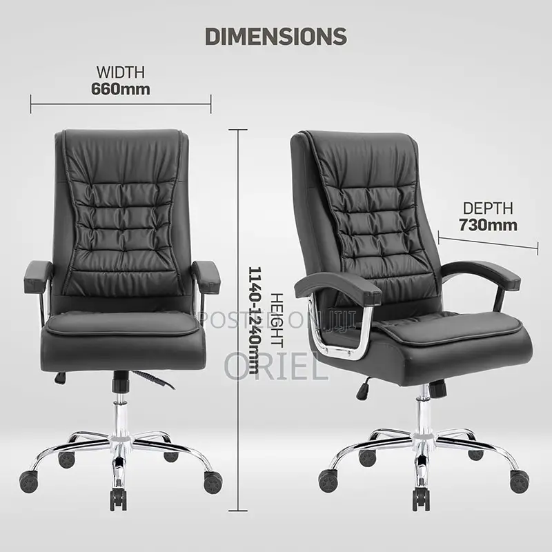 Office Chair : Executive Gray Office Leather High-Back Director Chair