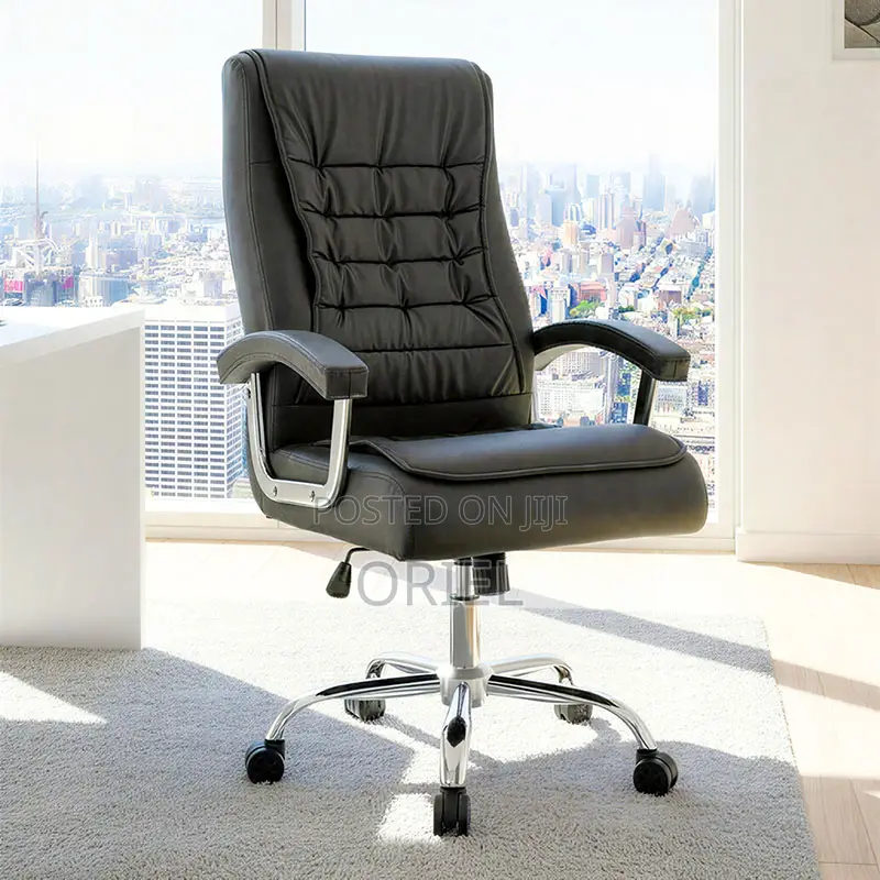 Office Chair : Executive Gray Office Leather High-Back Director Chair