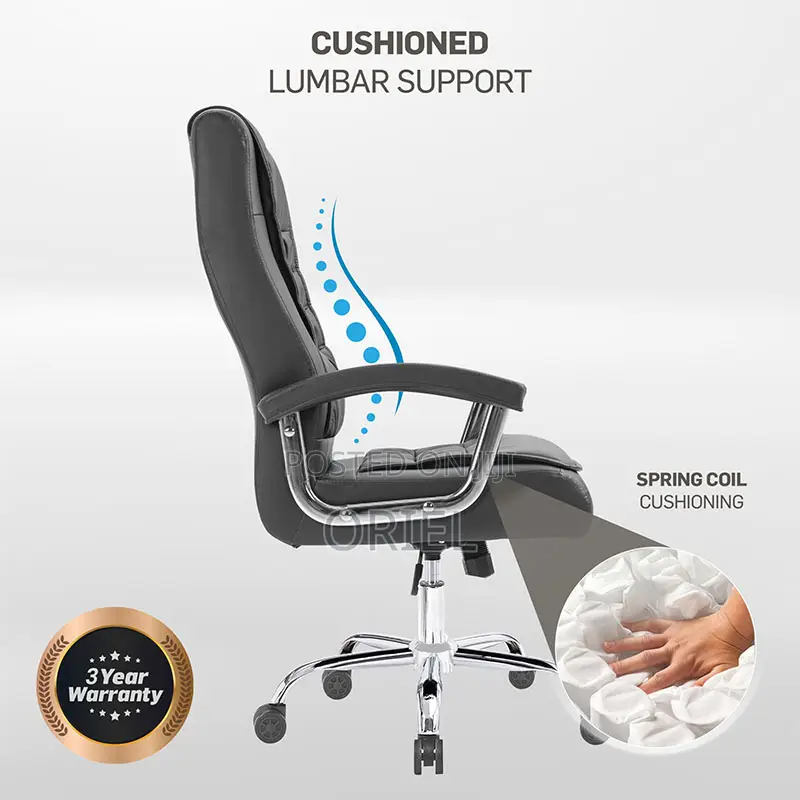Office Chair : Executive Gray Office Leather High-Back Director Chair