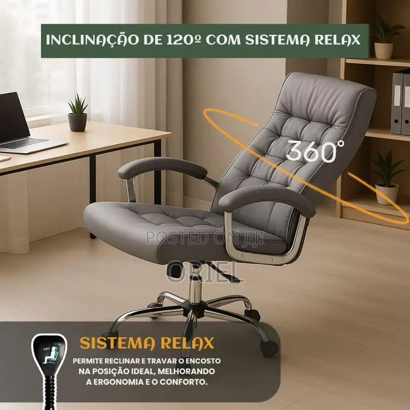 Office Chair : Executive Gray Office Leather High-Back Director Chair