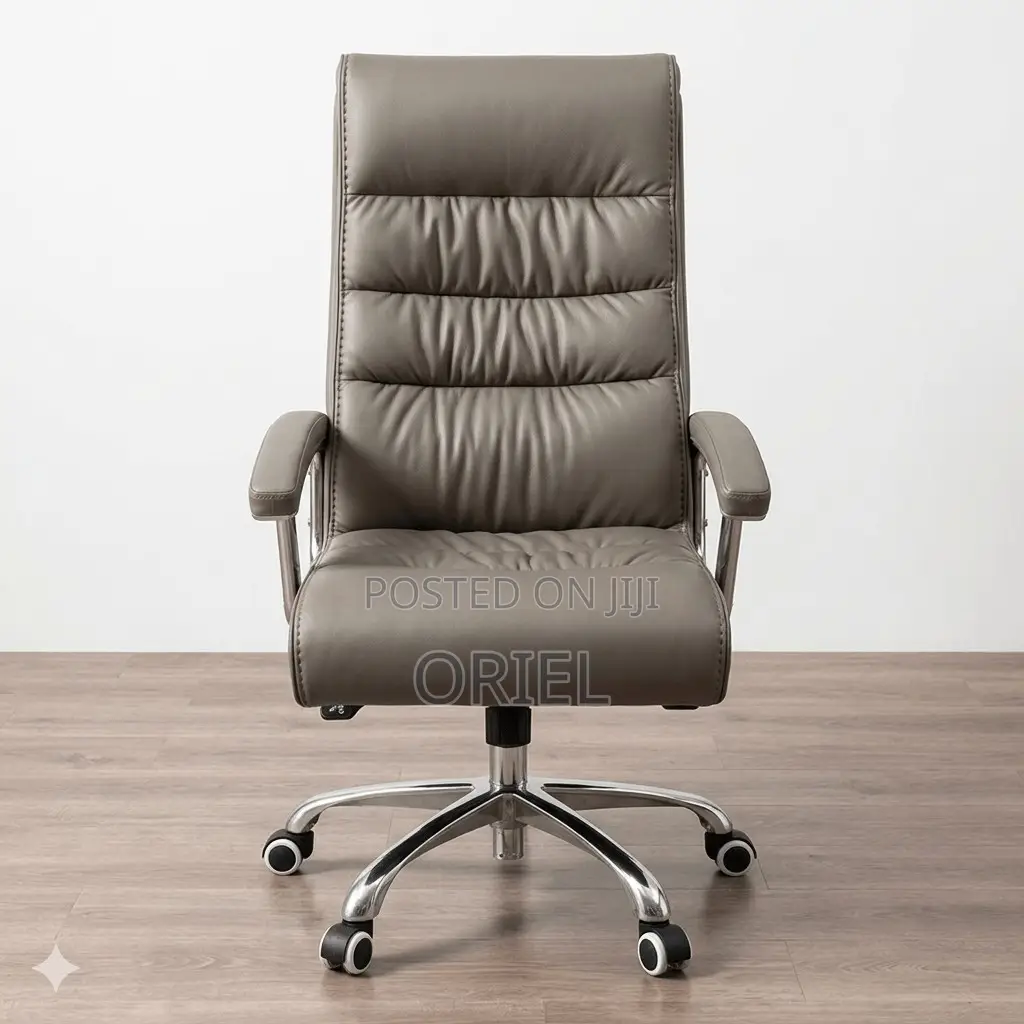Office Chair : Executive Gray Office Leather High-Back Director Chair