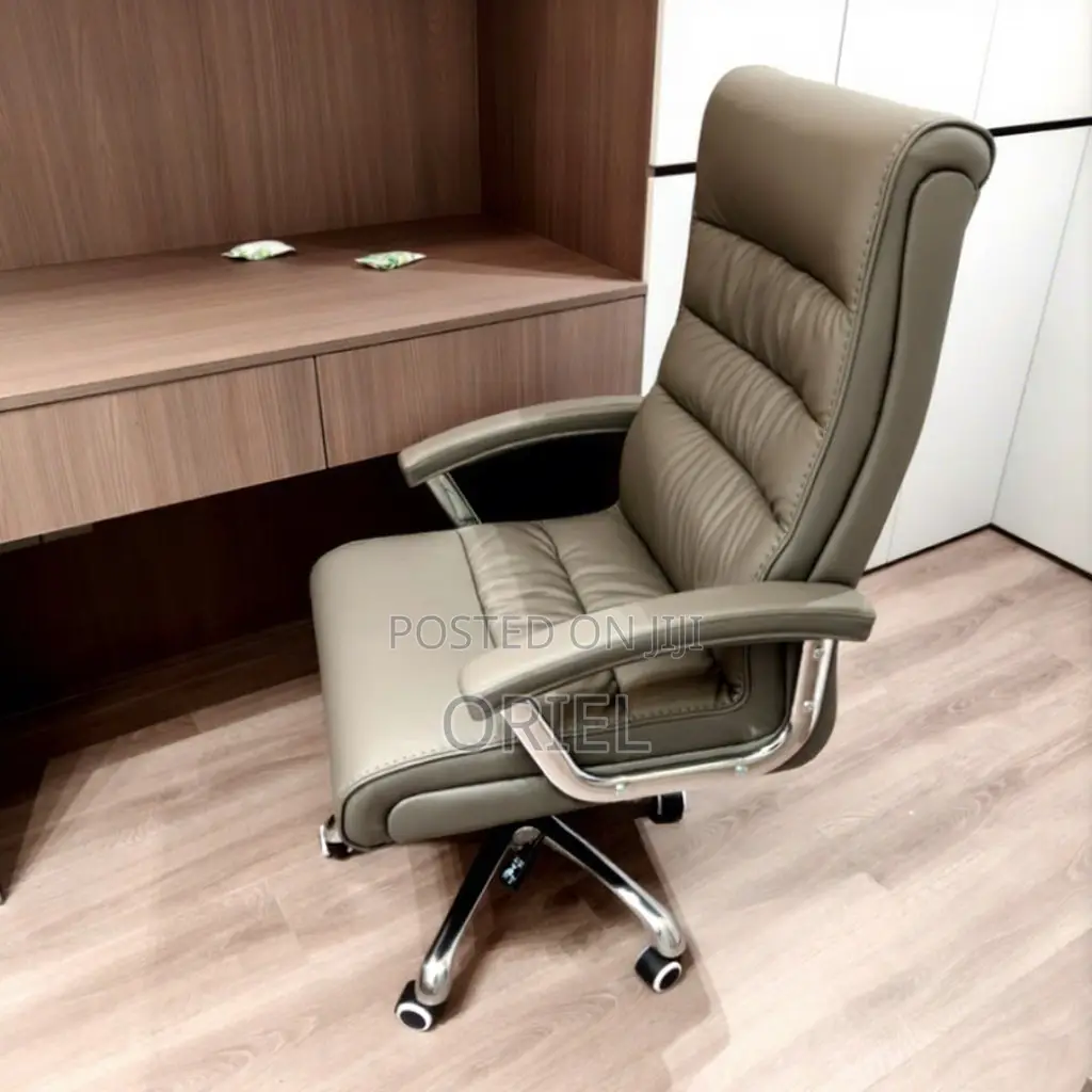 Office Chair : Executive Gray Office Leather High-Back Director Chair