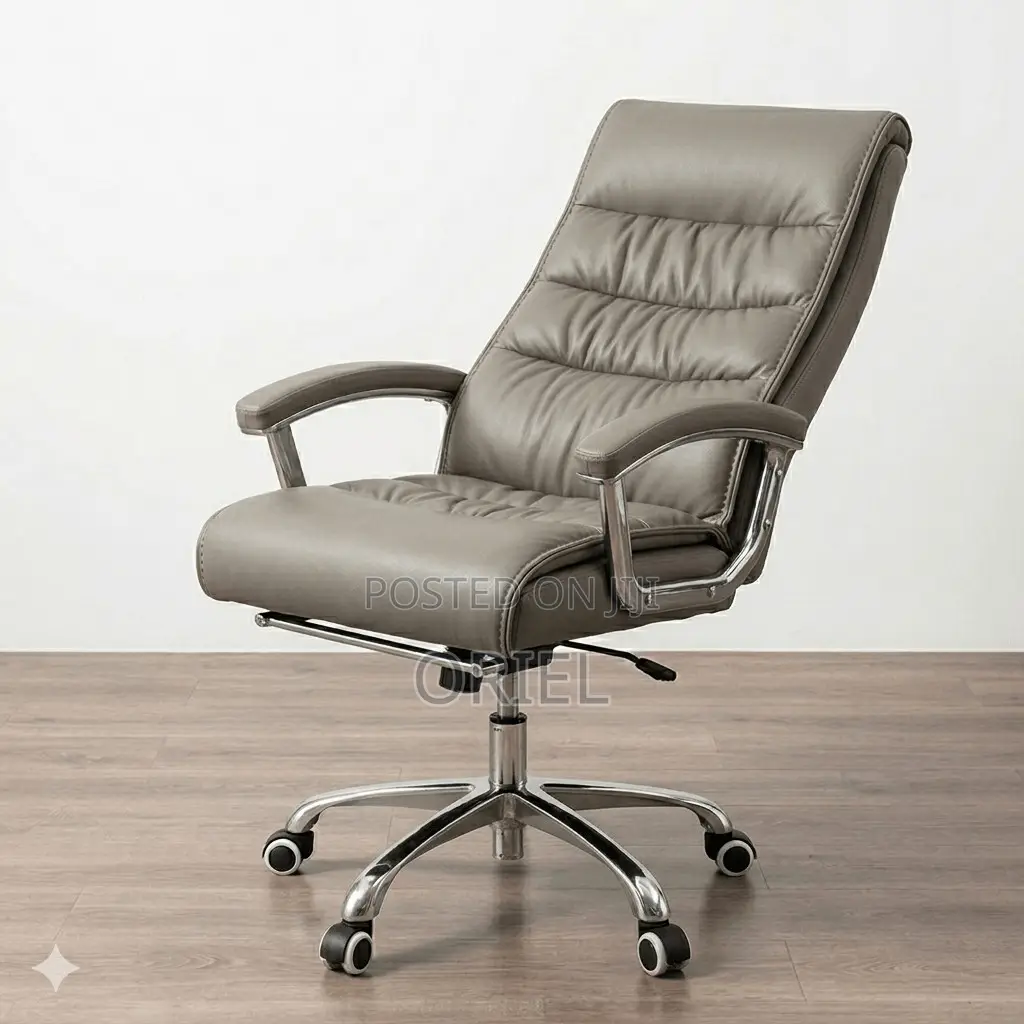 Office Chair : Executive Gray Office Leather High-Back Director Chair