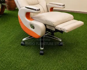 Office Chair : G12 Light Grey and Orange Pu Leather Sovereign Chair