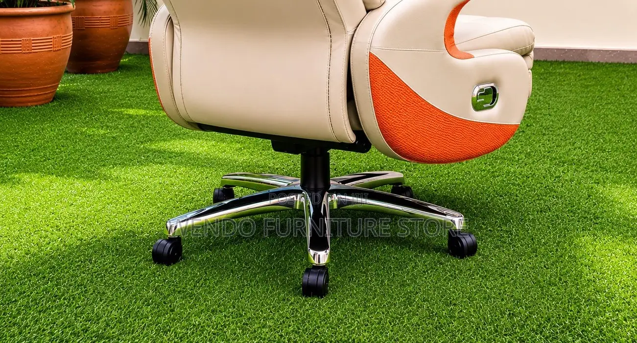 Office Chair : G12 Light Grey and Orange Pu Leather Sovereign Chair
