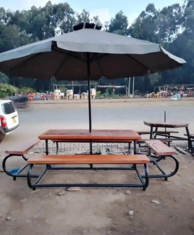 Double Set Custom Backless Outdoor Benches Shade - main view
