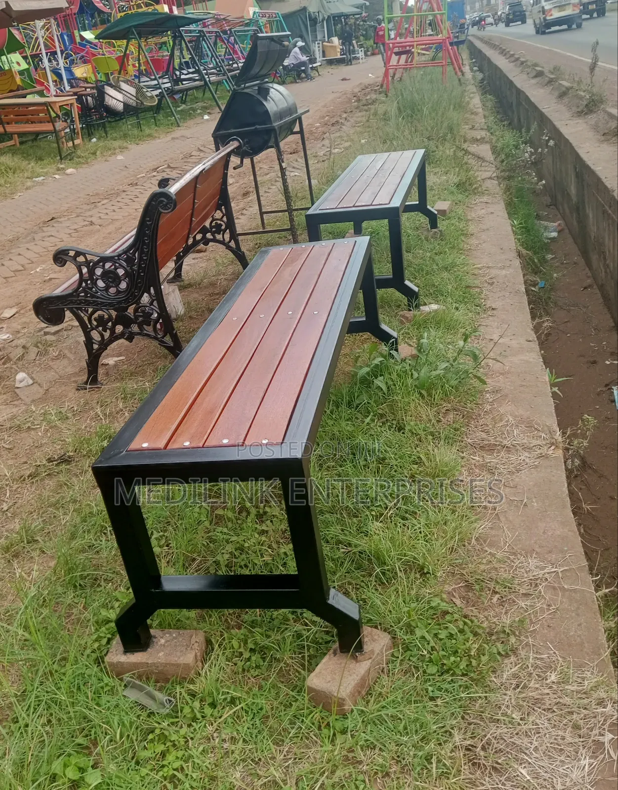 Bergen Wooden Metallic Waiting Bay Benches