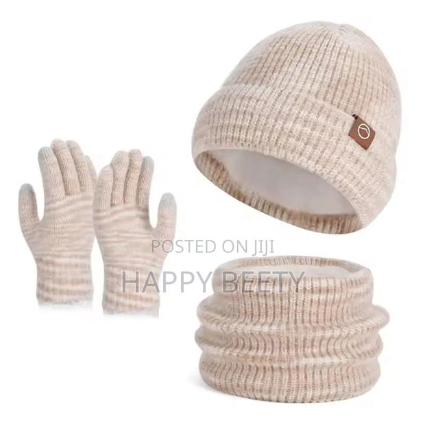 *3pc Knitted Hat Beanie Cap Winter Cold Proof Hat Scarf Gloves Sets
