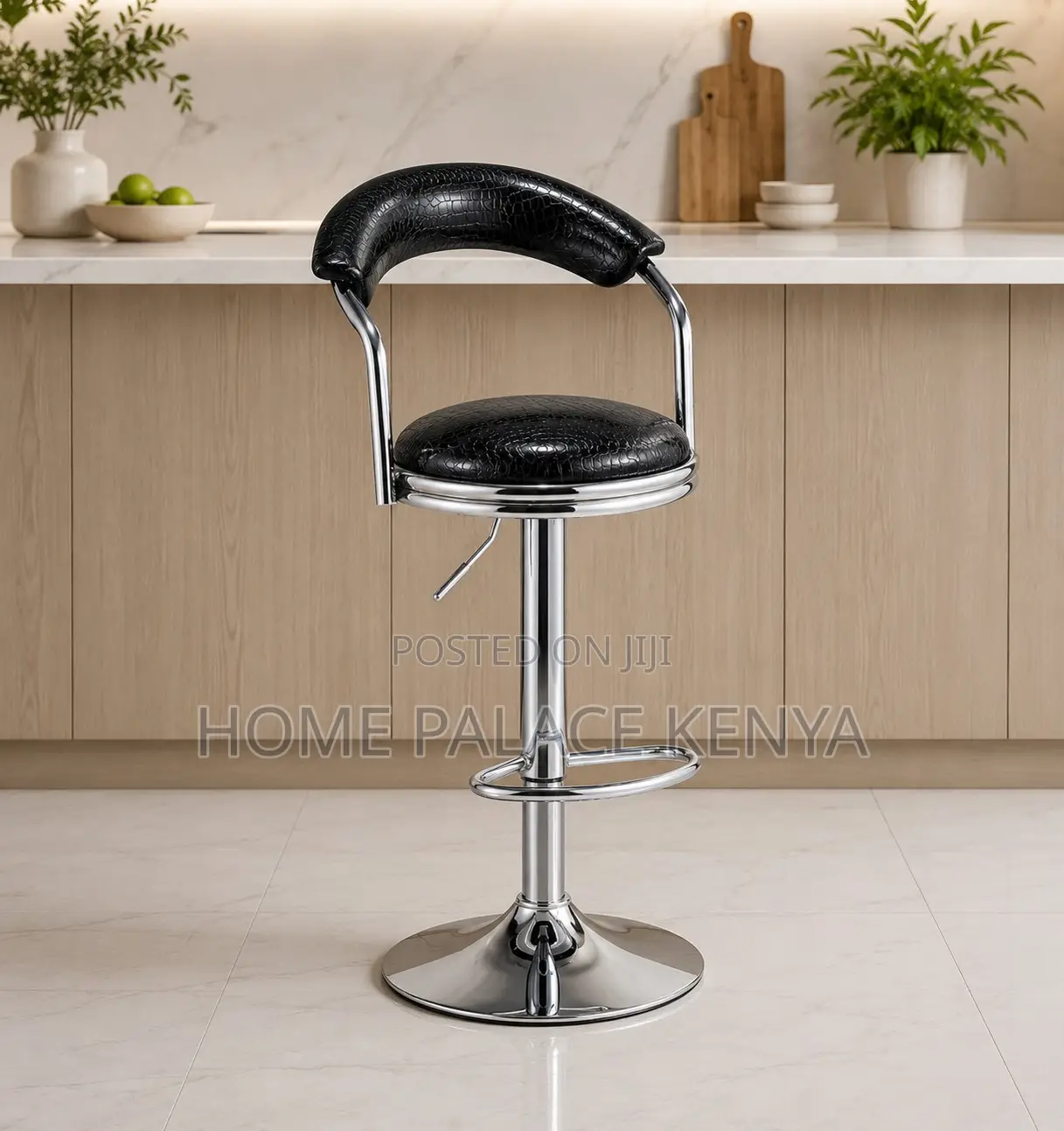 Counter Stool: Antique Swivel Leather Bar Stool With Chrome Legs