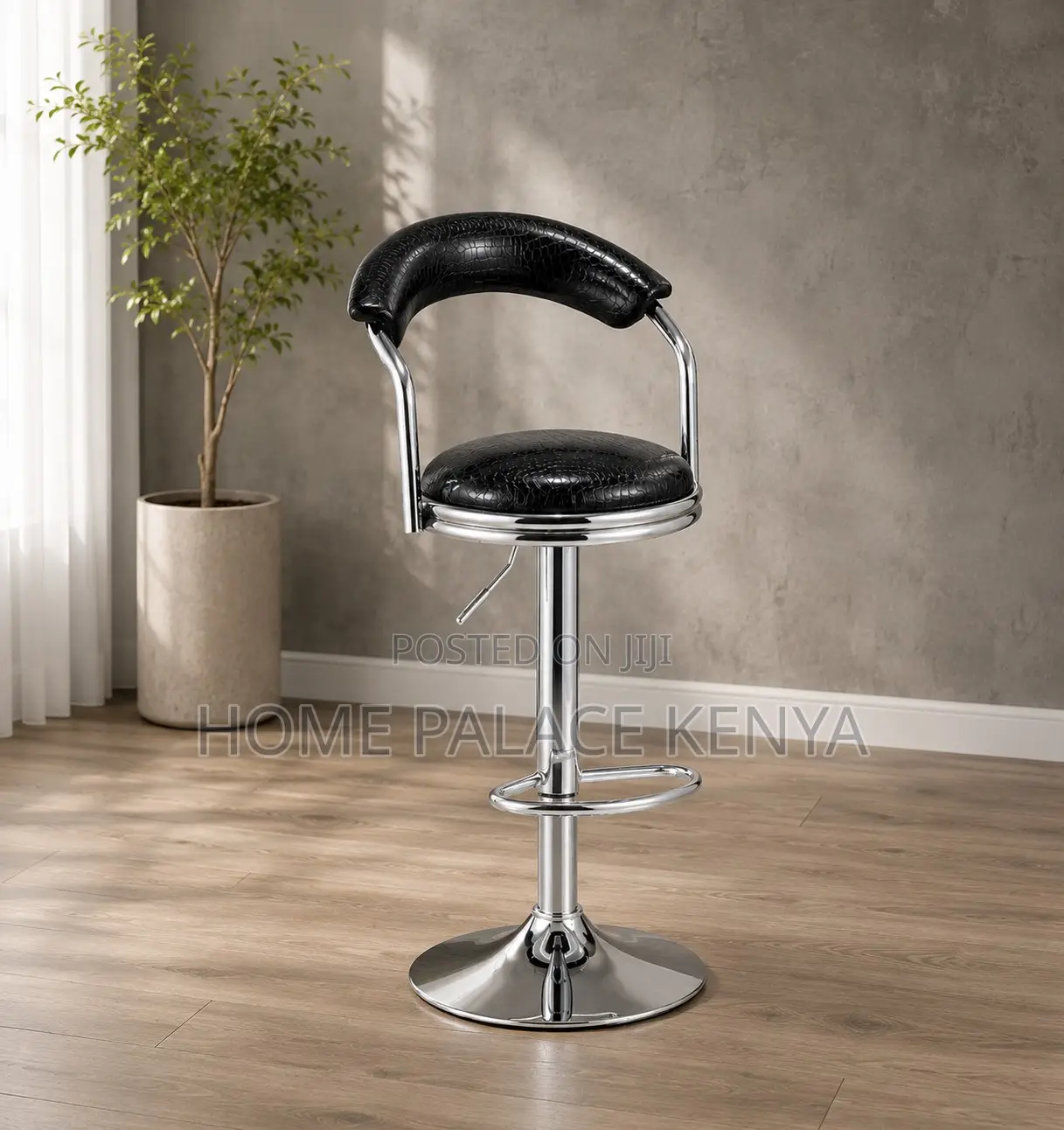 Counter Stool: Antique Swivel Leather Bar Stool With Chrome Legs