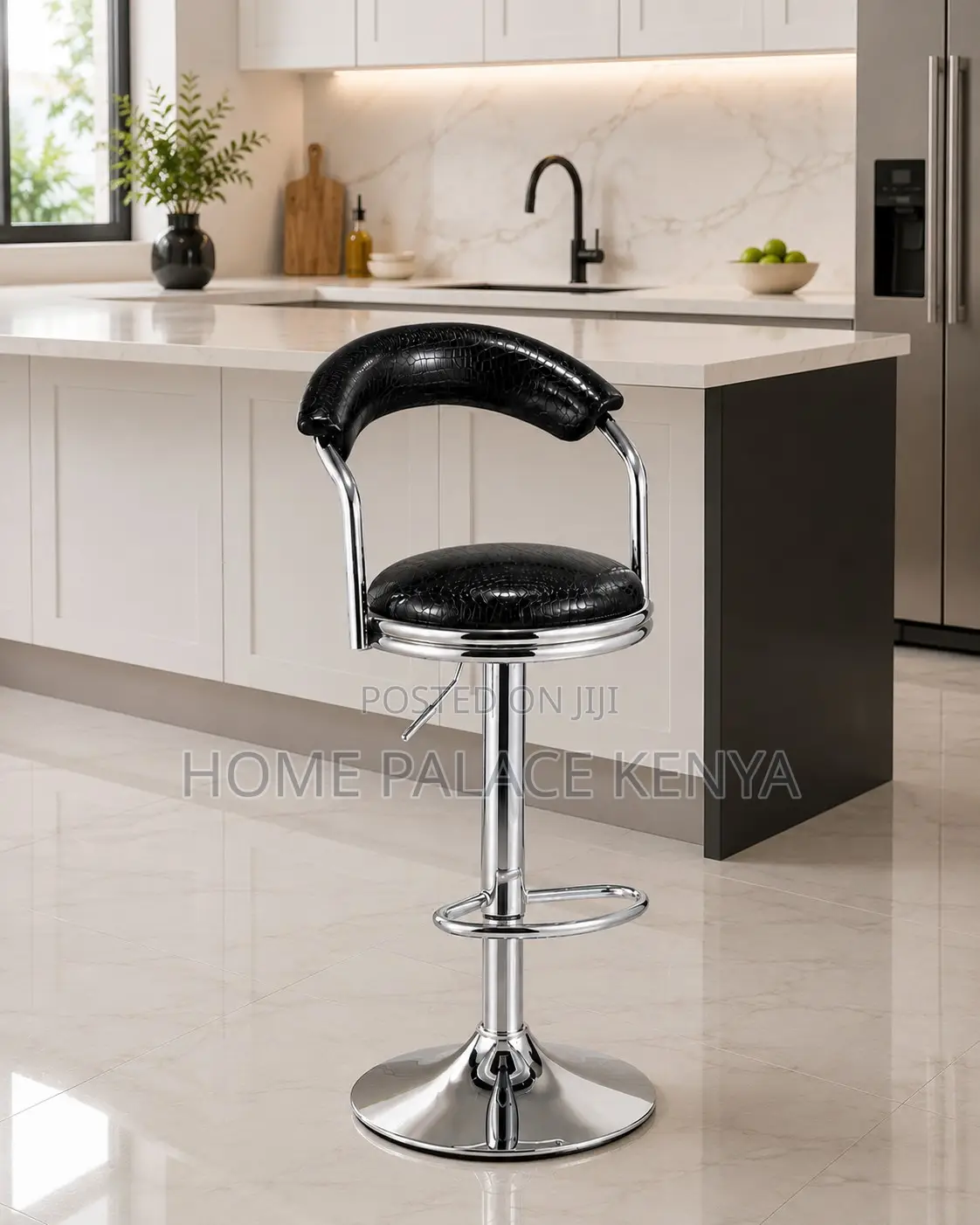 Counter Stool: Antique Swivel Leather Bar Stool With Chrome Legs