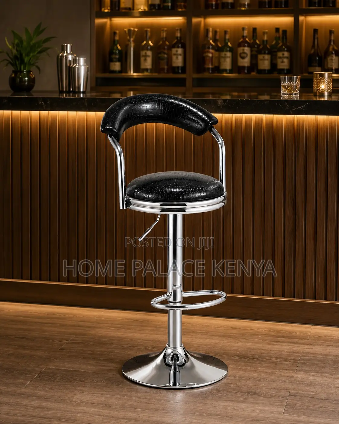 Counter Stool: Antique Swivel Leather Bar Stool With Chrome Legs