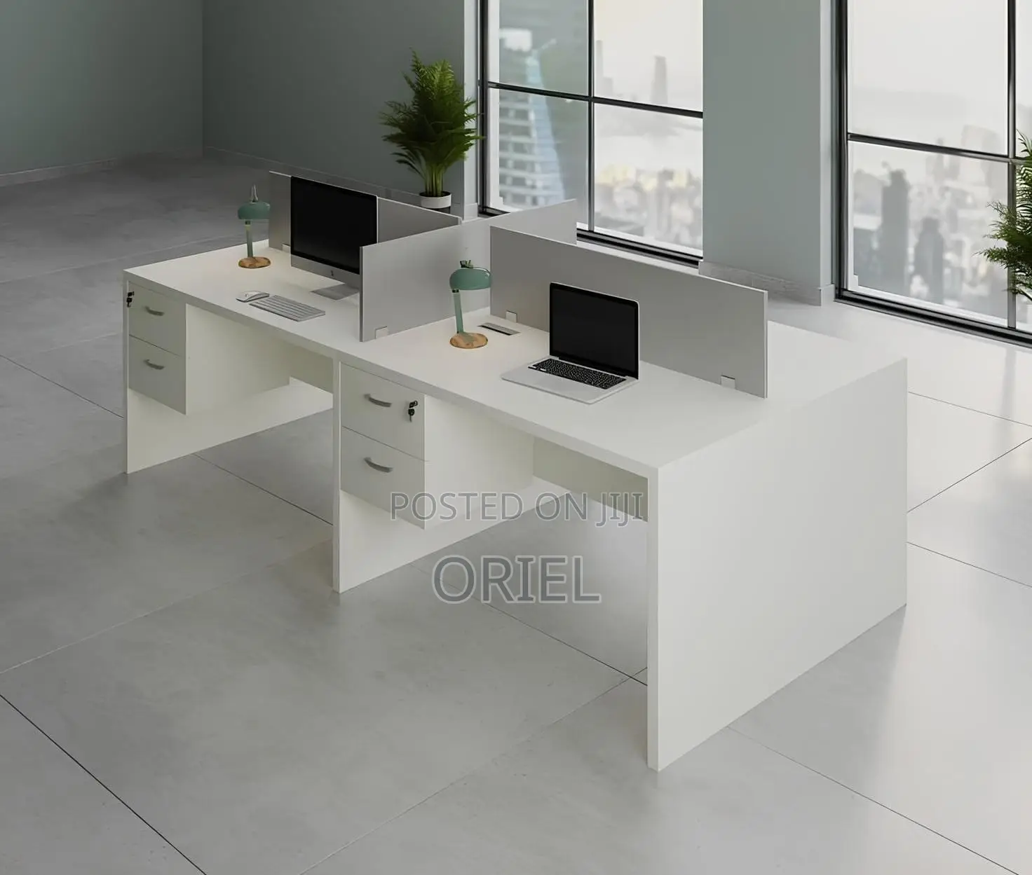 Office Workstation : Local 4-Way Office Workstation With Drawers