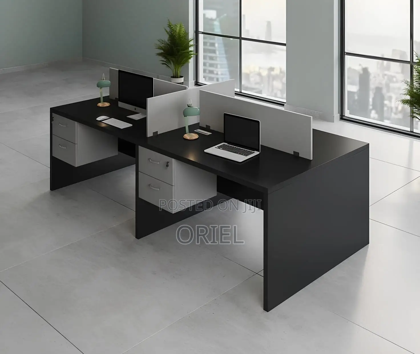 Office Workstation : Local 4-Way Office Workstation With Drawers