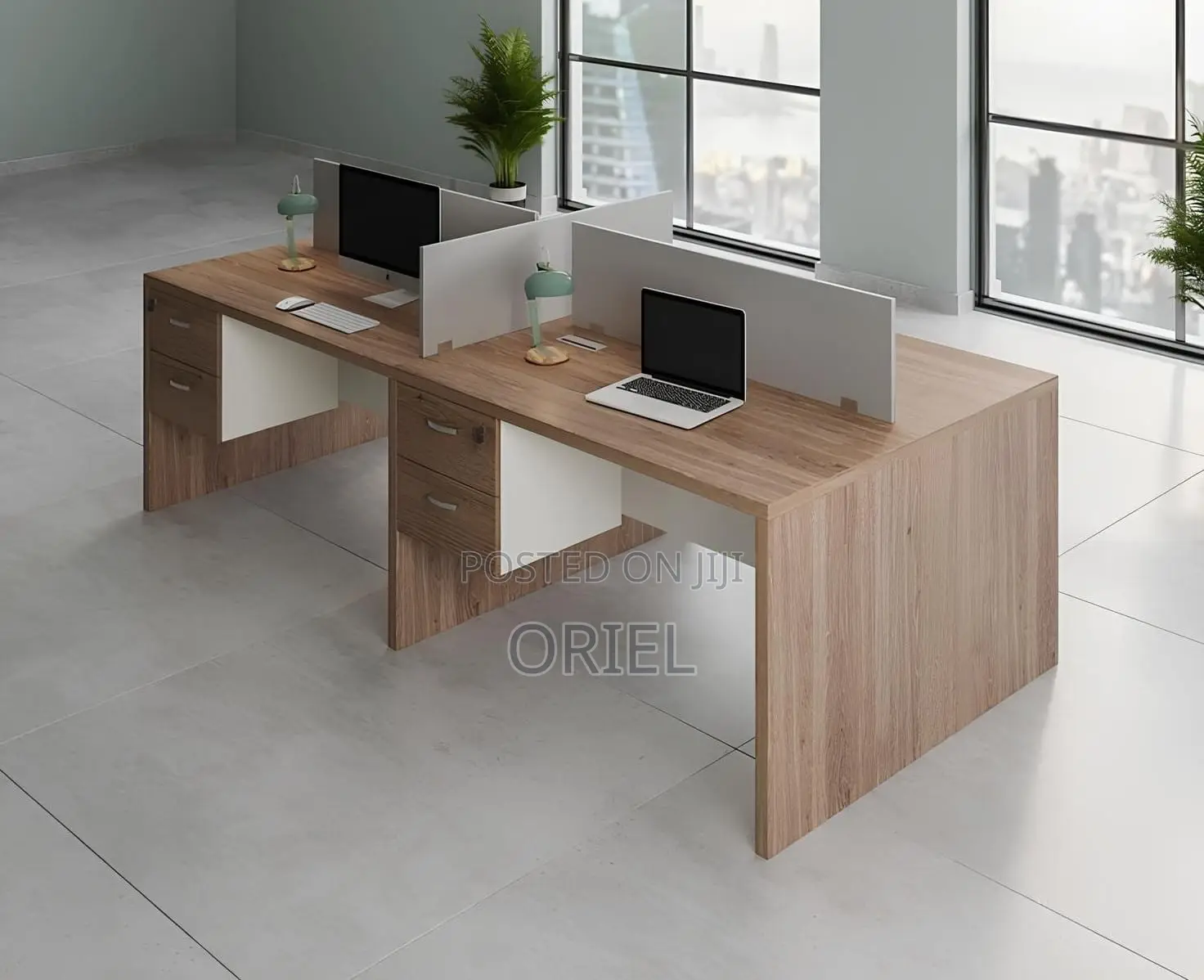 Office Workstation : Local 4-Way Office Workstation With Drawers