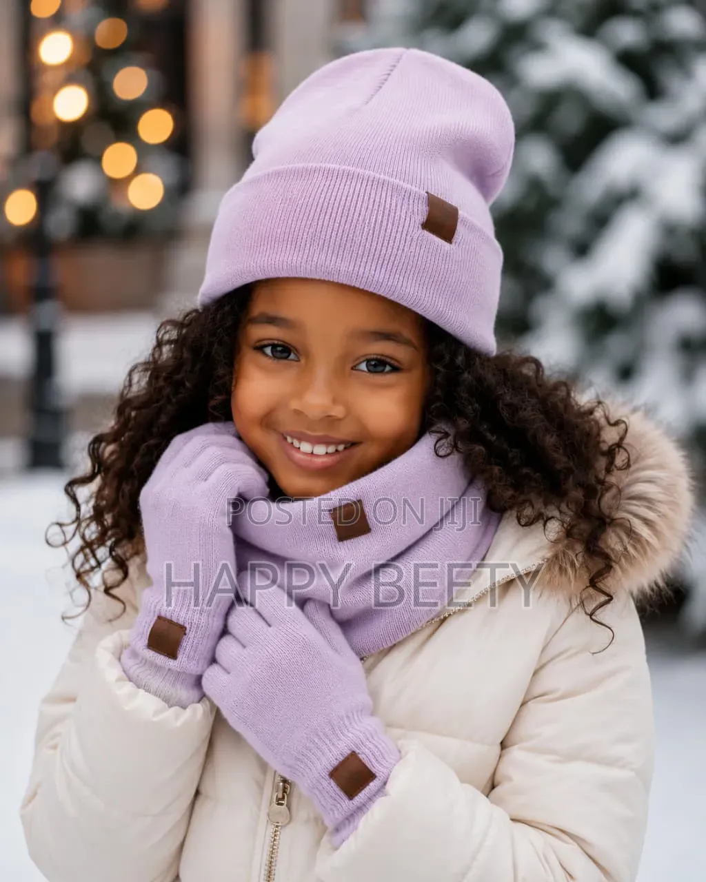 *3pcs Knitted Hat Beanie Cap Winter Cold Proof Hat Scarf Gloves