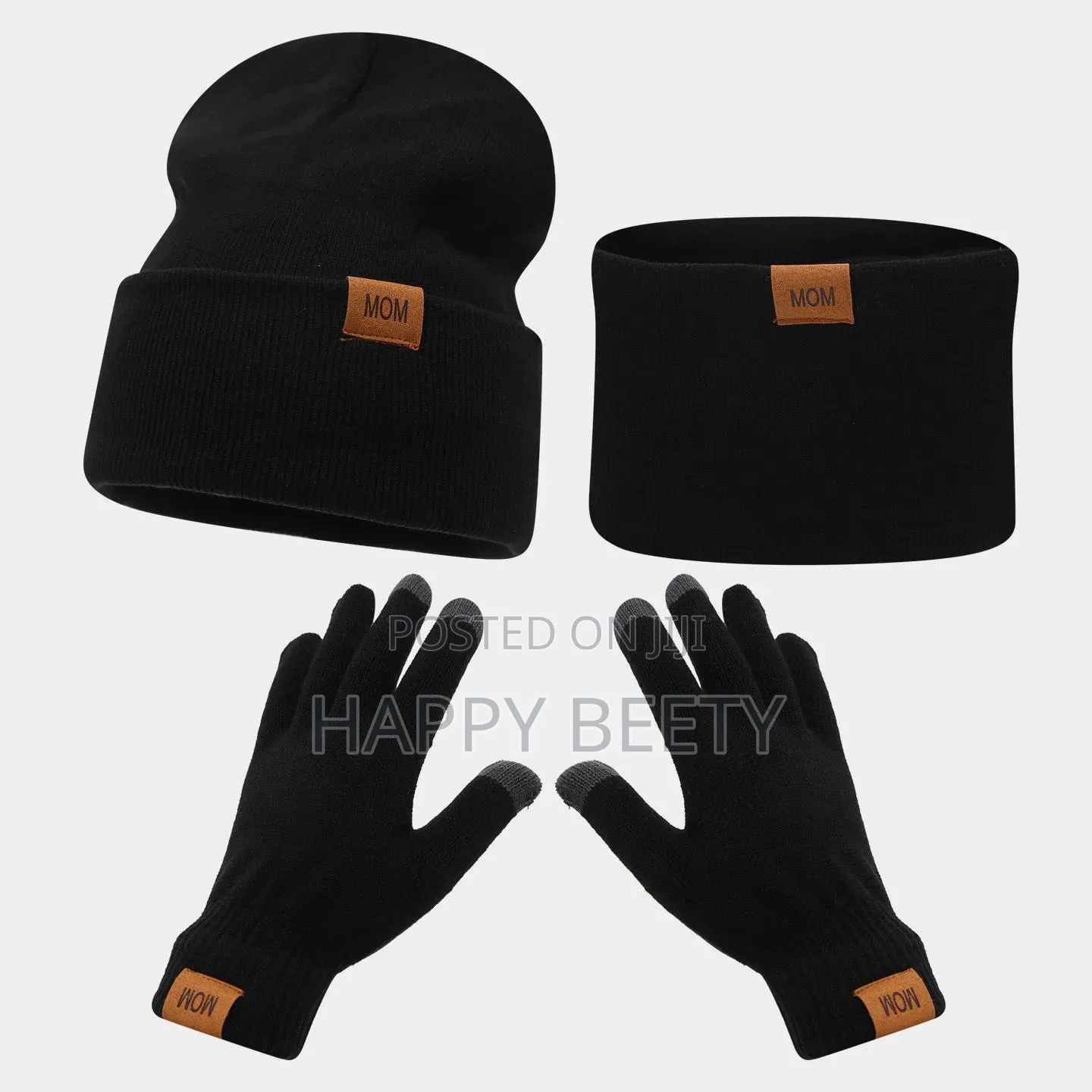 *3pcs Knitted Hat Beanie Cap Winter Cold Proof Hat Scarf Gloves