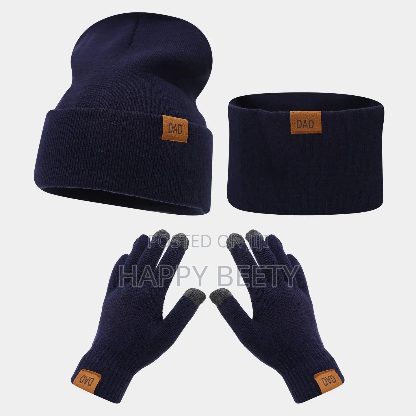 *3pcs Knitted Hat Beanie Cap Winter Cold Proof Hat Scarf Gloves