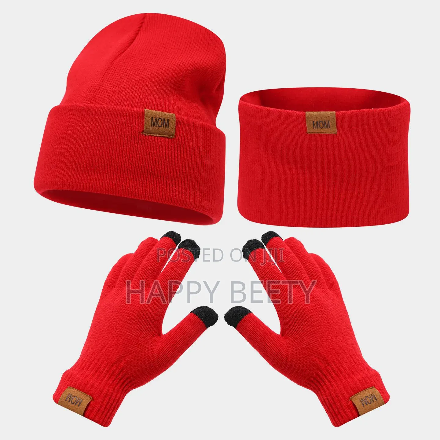 *3pcs Knitted Hat Beanie Cap Winter Cold Proof Hat Scarf Gloves