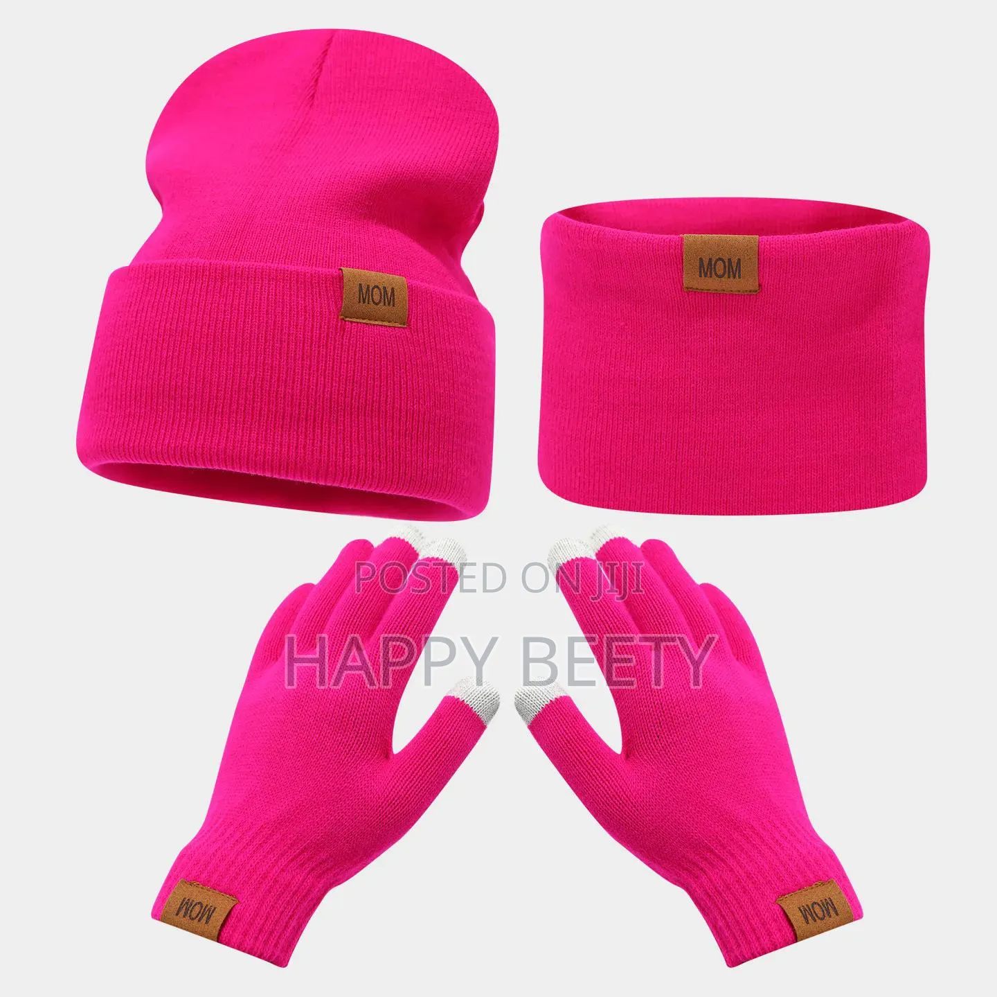 *3pcs Knitted Hat Beanie Cap Winter Cold Proof Hat Scarf Gloves
