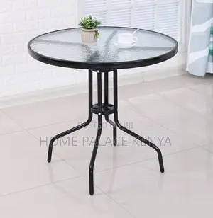 Balcony Table: Durable Metal and Tempered Glass Dining Table