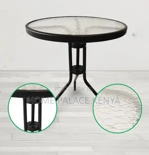 Balcony Table: Durable Metal and Tempered Glass Dining Table