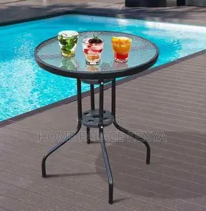 Balcony Table: Durable Metal and Tempered Glass Dining Table