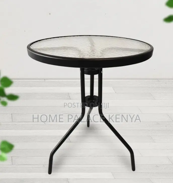 Balcony Table: Durable Metal and Tempered Glass Dining Table