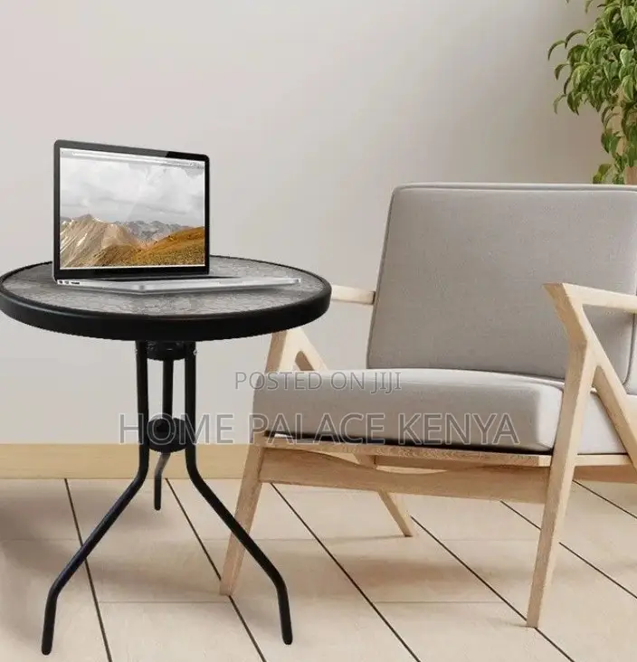 Balcony Table: Durable Metal and Tempered Glass Dining Table