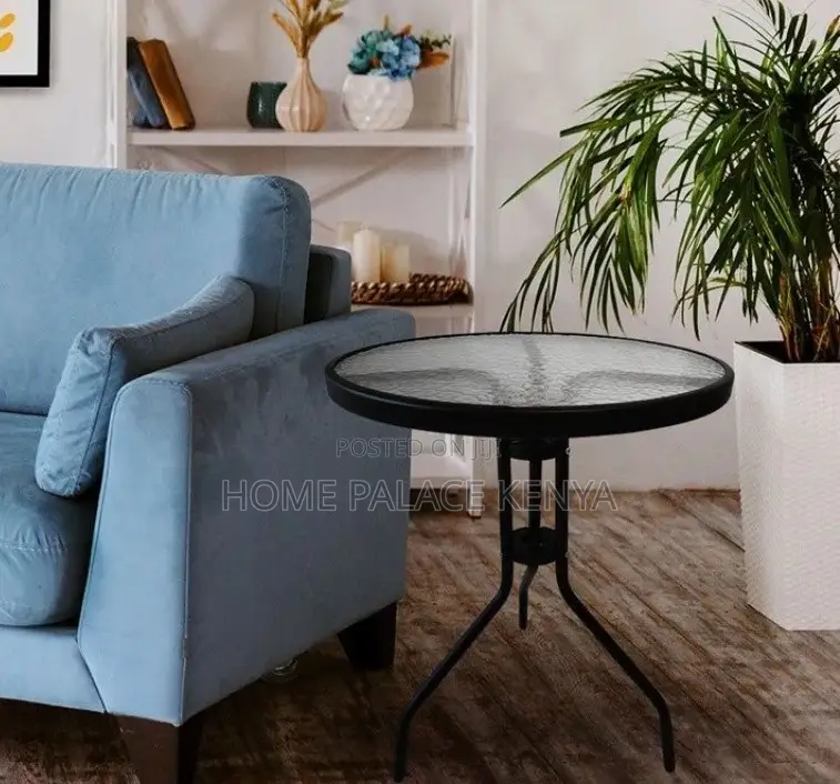 Balcony Table: Durable Metal and Tempered Glass Dining Table