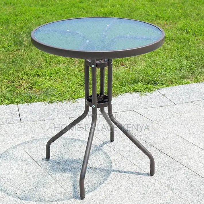 Balcony Table: Durable Metal and Tempered Glass Dining Table