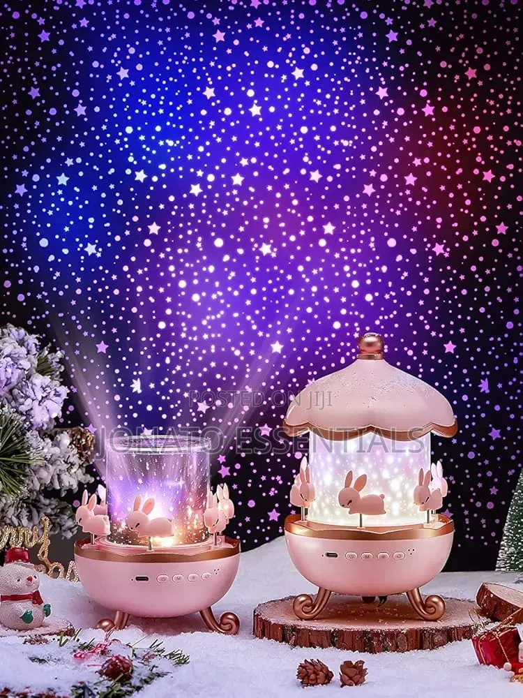 ​Bunny Carousel Night Light Projector Kids Bedside Lamp