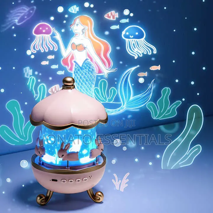 ​Bunny Carousel Night Light Projector Kids Bedside Lamp