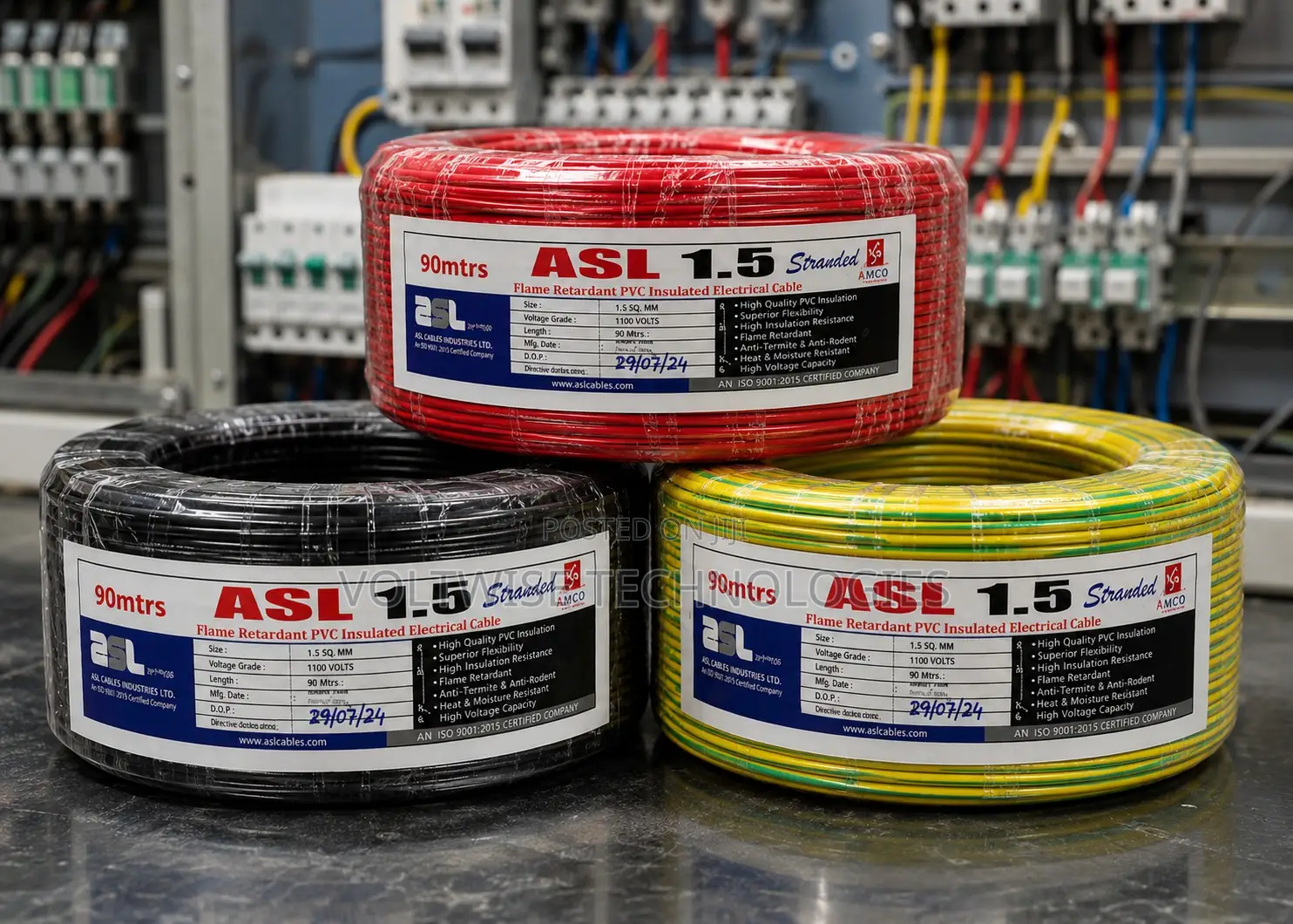 Asl 1.5mm Stranded Electrical Cable 90m – Red, Black Yellow