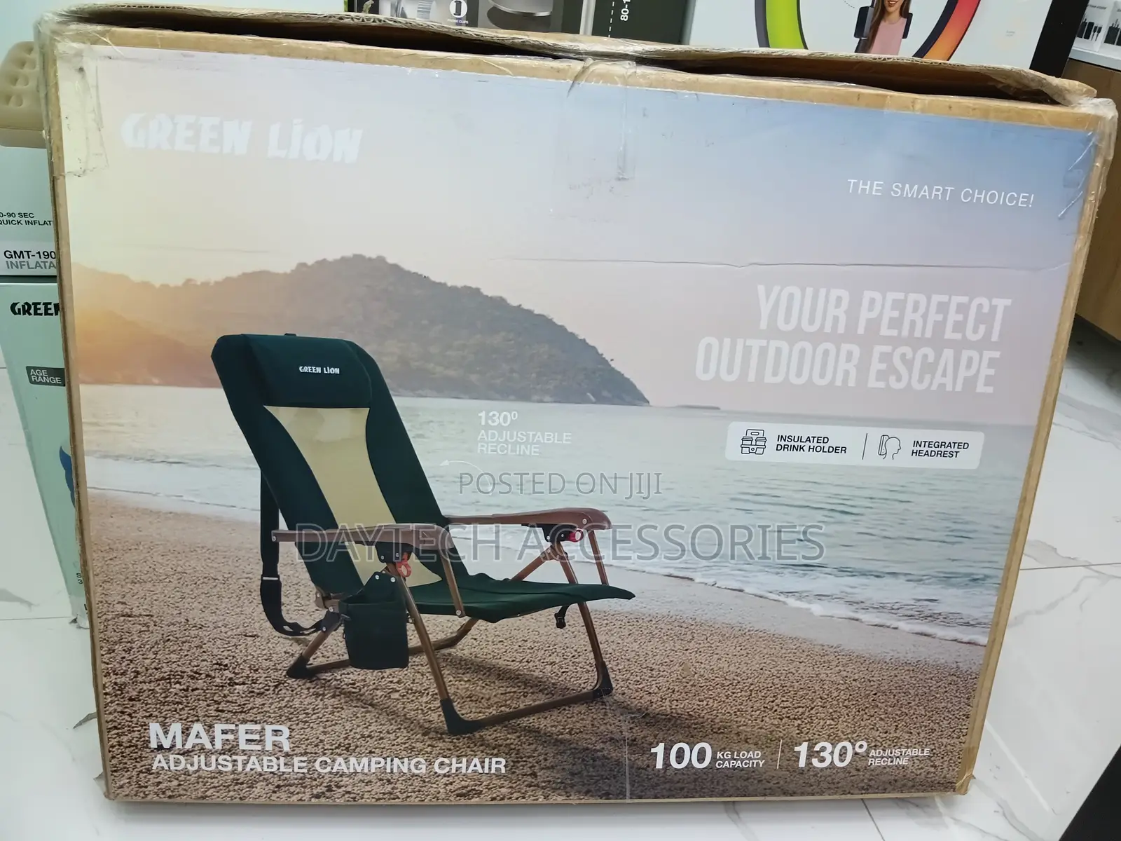 Green Lion Mafer Adjustable Camping Chair In Green.