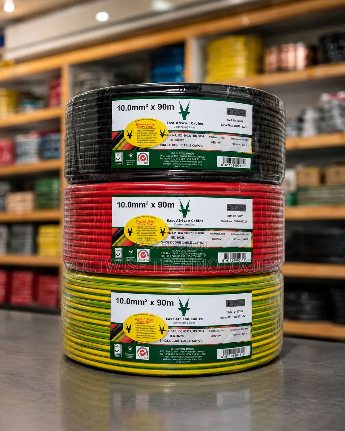 East African Cables 10mm Single Core Cable 90m –Copper Electrical Wire