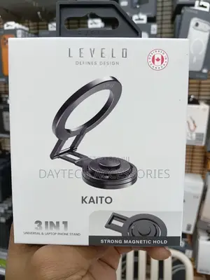 This Is Levelo Kaito 3-in-1 Magsafe Laptop Phone Holder in Matte Black