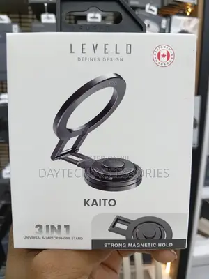 This Is Levelo Kaito 3-in-1 Magsafe Laptop Phone Holder in Matte Black