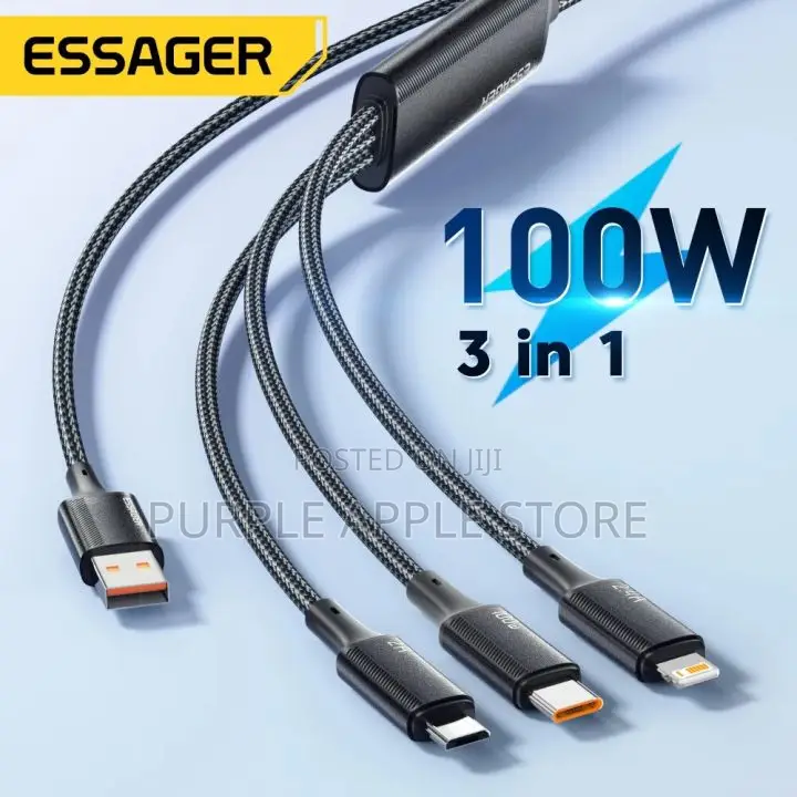 Essager 100w 3-in-1 Fast Charging Cable (Usb-C to Multi-Device)