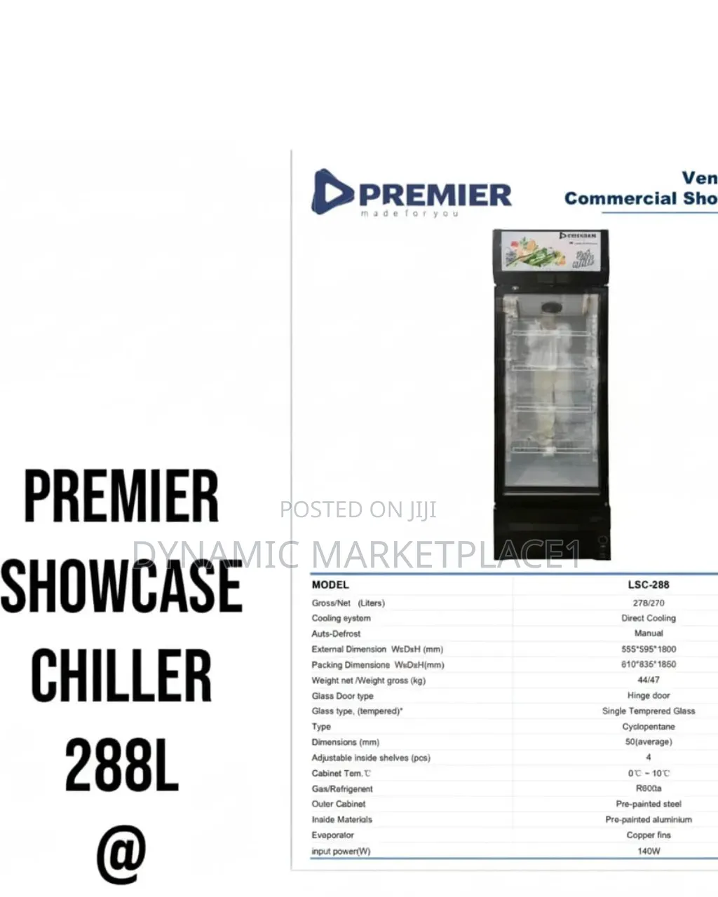 Premier Showcase Chilelr 288ltrs Refrigerator