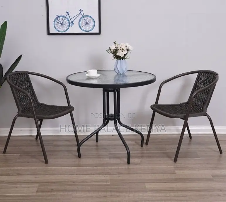 Balcony Set: Rattan Look Plastic Dining Set 2 Chairs and 1 Table