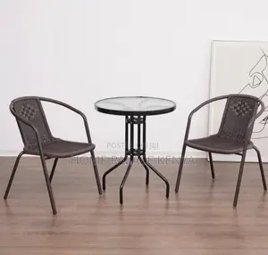 Balcony Set: Rattan Look Plastic Dining Set 2 Chairs and 1 Table