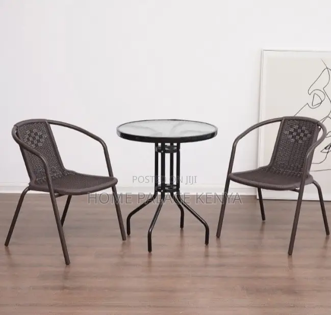 Balcony Set: Rattan Look Plastic Dining Set 2 Chairs and 1 Table