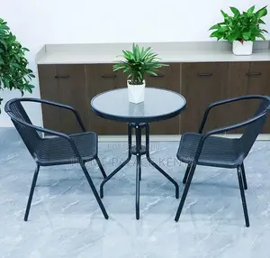 Balcony Set: Rattan Look Plastic Dining Set 2 Chairs and 1 Table
